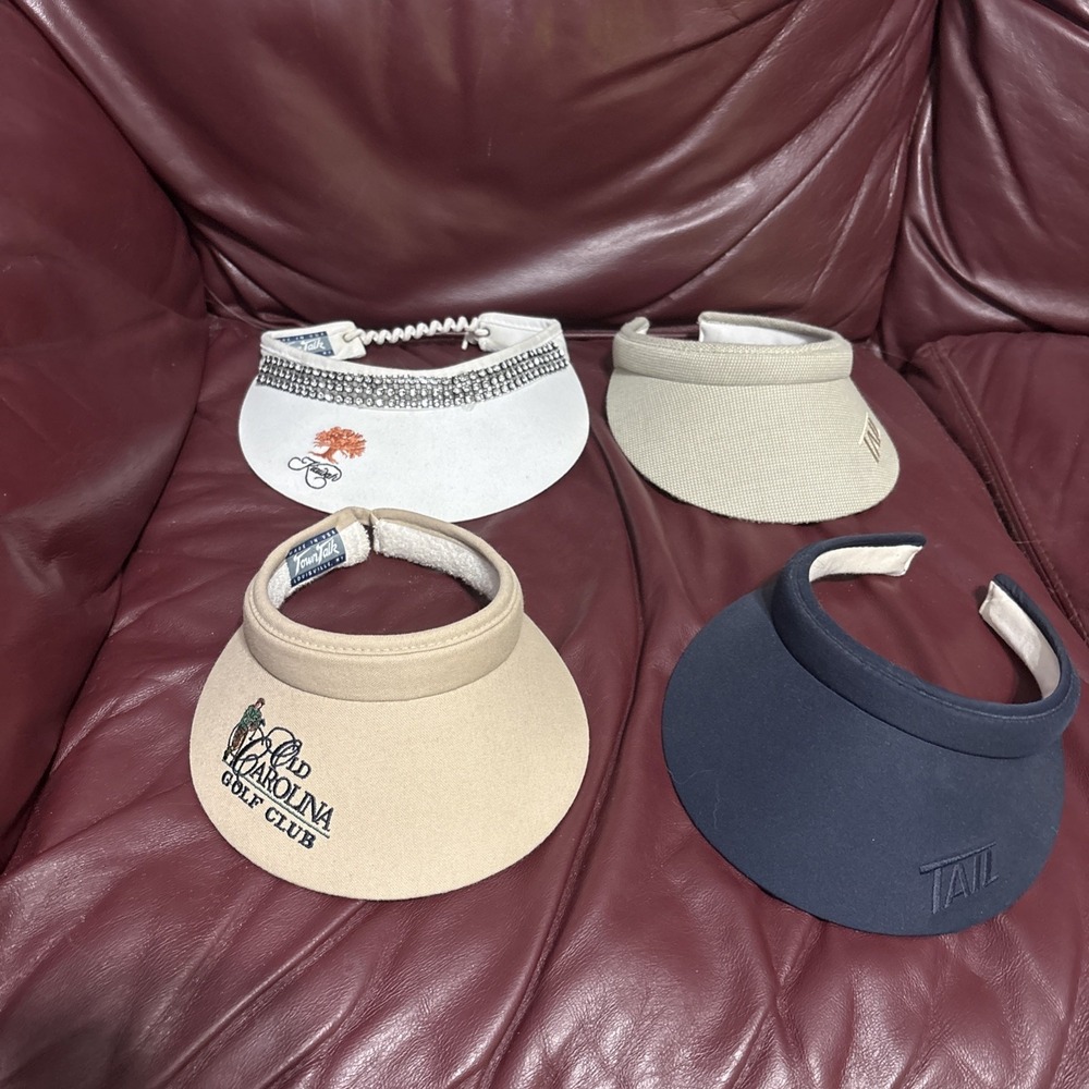 Vintage Lot Of Four Women's Golf Hat Visor Town Talk ,TAIL Blue Beige White USA